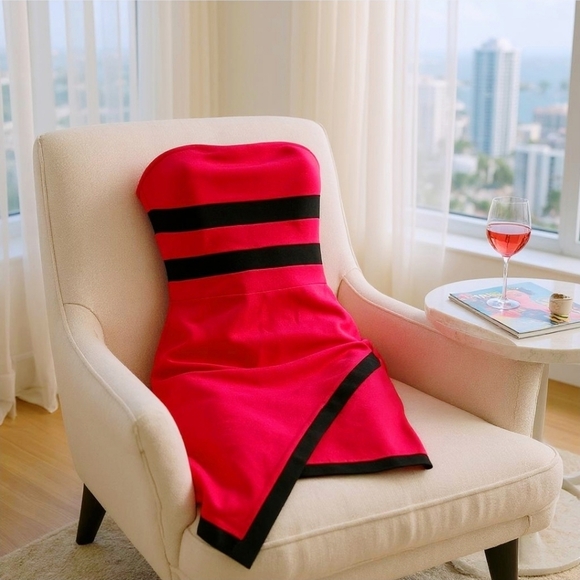 Charlotte Russe ✦ Red Strapless Bodycon Dress ✦ Drop Waist Asymmetrical Tube S - Picture 16 of 16